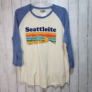NWT Leisure Lounge Women's Seattleite 3/4 Sleeve Baseball Raglan Shirt Size XL.